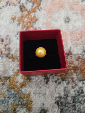 Real Edison Yellow Pearl-Style Statement Ring - Women Jewelry